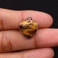 Pendentif en forme de cœur en œil de tigre avec monture en métal doré pour bijoux DIY - Œil de tigre