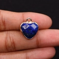 Pendentif en lapis-lazuli en forme de cœur avec bordure dorée pour création de bijoux - Lapis-lazuli