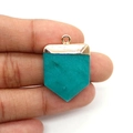 Pendentif pointe de flèche en turquoise avec bordure dorée pour bijoux DIY - Forme d'Épée (Modèle: 20x30mm) / Bleu Ciel (No. 12)