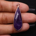 Facettierter Amethyst-Wassertropfenanhänger mit vergoldetem Rand für DIY-Schmuck - Amethyst