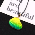Natural shell pendant with gold plating and green-yellow gradient on a black cord - Yellow Green Gradient (3)
