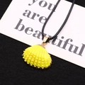 Natural yellow seashell pendant with gold-plated edges and black woven cord necklace - Bright Yellow Style (No. 8)