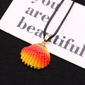 Handcrafted red and yellow gradient shell pendant with elegant gold plated edges - Red Yellow Gradient (7)