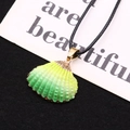 Natural seashell pendant with yellow to green gradient and gold-plated metallic edges - Yellow Green Gradient (6)