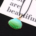 Natural sea shell pendant with green gradient finish and golden plated metal edges - Green Blue Gradient (9)