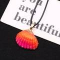 Natural shell pendant necklace with orange gradient design and gold plated edges - Orange Pink Purple Gradient (4)