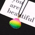 Rainbow gradient shell pendant necklace with gold electroplated edge and black cord strap - Rainbow Gradient (8)
