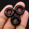 Polierte schwarze Edelstein Donut Perlen für DIY Schmuck auf der Fingerspitze - 16mm / Schwarzer Achat