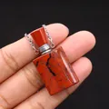 Parfümflaschen Anhänger Halskette aus natürlichem rotem Jaspis Stein mit Silberkette - 19x37mm,18g / Roter Jaspis