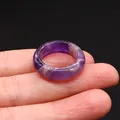 Polierter Ring aus natürlichem Amethyst-Stein mit tiefvioletten Kristallstrukturen und Mustern - 17# / Amethyst