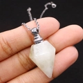 Collana con pendente porta profumo in cristallo bianco a punta esagonale e argento - 18x36mm,11g / Citrino