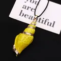 Natural yellow conch shell pendant with gold electroplated edges on a black cord - 20-60mm / Bright Yellow (Without Rope)