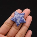 Blue dalmatian jasper star shaped stone with natural white and blue marble texture - 30mm (Thickness 8mm) / Blue Spot Stone
