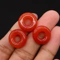 Rote Erdbeerquarz Donut Perlen für handgefertigte DIY Halsketten und Schmuckherstellung - 16mm / Roter Achat