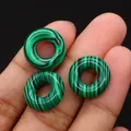 Polierte grüne Malachit-Donut-Perlen mit schwarzen Streifen für DIY-Schmuckherstellung - 16mm / Malachit