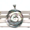 Natural sea shell spiral pendant with iridescent luster and silver metal clasp detail - Style 4 Spiral Vortex Design / 45mm