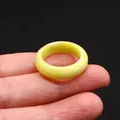 Minimalist yellow natural stone ring band with polished finish and smooth texture - Unakite
