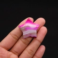 Hand polished star-shaped agate stone bead with pink and white stripes for DIY crafts - 30mm (Thickness 8mm) / Rose Red Banded Agate