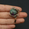 Golden dragon claw pendant featuring ruby in zoisite gemstone sphere for DIY necklace - Ruby Zoisite