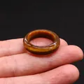 Polished natural tiger eye stone ring with golden brown stripes and cat eye effect - Tiger's Eye