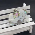 Artistic elephant pendant handcrafted from iridescent abalone and white mother of pearl - 10-20g / Elephant Shape 35x50mm