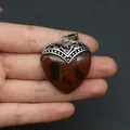 Herzanhänger aus Mahagoni-Obsidian mit kunstvoller silberner Filigran-Kappe im Vintage-Stil - Schwanenstein