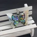 Natural butterfly shell pendant with abalone inlay and mother of pearl on a silver bail - 10-20g / Butterfly Shape 36x53mm