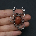 Scorpion pendant in silver metal with brown goldstone gem inlay for DIY jewelry - Gold Sandstone