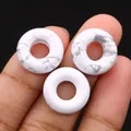 Flache runde Howlith-Edelsteinperlen mit grauer Marmorierung für DIY-Schmuckherstellung - 16mm / Howlith