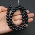 Macro detail of mixed color round glass beads with blue tiger eye stone pattern for DIY jewelry - 8mm / No. 1 (Starry Blue)