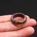 Natural leopard jasper ring with dark reddish-brown base and yellow spotted patterns - Gold Silk Jade