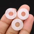 Drei durchscheinende Rosenquarz-Donuts für DIY-Schmuck und Halsketten-Zubehör - 16mm / Weiß Kristall