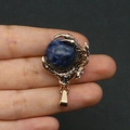 Golden dragon claw pendant holding a dark blue gemstone bead for DIY necklaces - Blue Sodalite