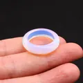 Translucent milky white opal stone ring with polished smooth finish for minimalist style - Opal