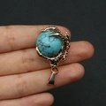 Golden dragon claw pendant with turquoise stone ball accessory for DIY necklaces - Blue Turquoise