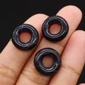 Drei schwarze Marmor-Donut-Perlen mit weißen Adern für DIY-Halsketten-Schmuckherstellung - 16mm / Schwarz Linien Howlith