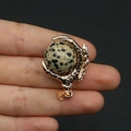 Dalmatian Jasper stone pendant held by a gold-plated dragon claw, DIY necklace accessory - Dalmatian Jasper