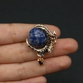 Blue sandstone pendant held in a gold plated dragon claw setting for DIY necklaces - Blue Spot Stone