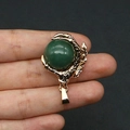 Golden dragon claw pendant featuring a dark green natural stone bead for DIY necklaces - Green Aventurine
