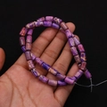 Close-up of purple imperial stone cylinder beads with natural marble texture for DIY jewelry - 6x10mm, 24g / Style (Purple)
