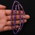 Macro shot of purple cylindrical emperor stone beads with natural mineral texture for DIY - 4x8mm / Size 3