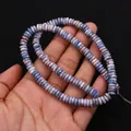 Primer plano de cuentas de ábaco de jaspe imperial azul para la creación de joyas DIY - 6x6mm (Espesor 2mm) / N.º 4 (Textura Azul Blanco Marrón)