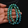 Detail of natural imperial stone beads in blue-green and brown for DIY jewelry making - Blue-Green Brown Veined
