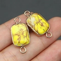 Connettore rettangolare in pietra imperiale gialla con bordi dorati per creare gioielli - Stile Strutturato Giallo Brillante (N. 1)