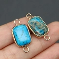 Connettori rettangolari in pietra imperiale blu placcati oro per gioielli fai da te - Stile testurizzato color block blu e verde (N. 3)