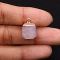Octagon cut rose quartz stone pendant with a rose gold plated loop for necklaces - 10x15mm 3g Per Piece / Rose Quartz