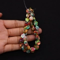 Détail de perles de jaspe impérial colorées pour la création de colliers de bijoux artisanaux - 8x10mm (Épaisseur 4mm) / Taille 10