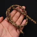 Perline distanziatrici tonde piatte marroni in pietra imperatore per bracciali DIY - 6x6mm (Spessore 2mm) / No. 5 (Trama Marrone)
