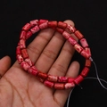 Polished red cylindrical stone beads with natural marbled texture for DIY jewelry making - 6x10mm, 24g / No. 4 (Red)