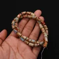 Perles cylindriques en jaspe tenues à la main pour création de colliers DIY - 6x10mm, 24g / N°5 (Couleur Jaspe Paysage)